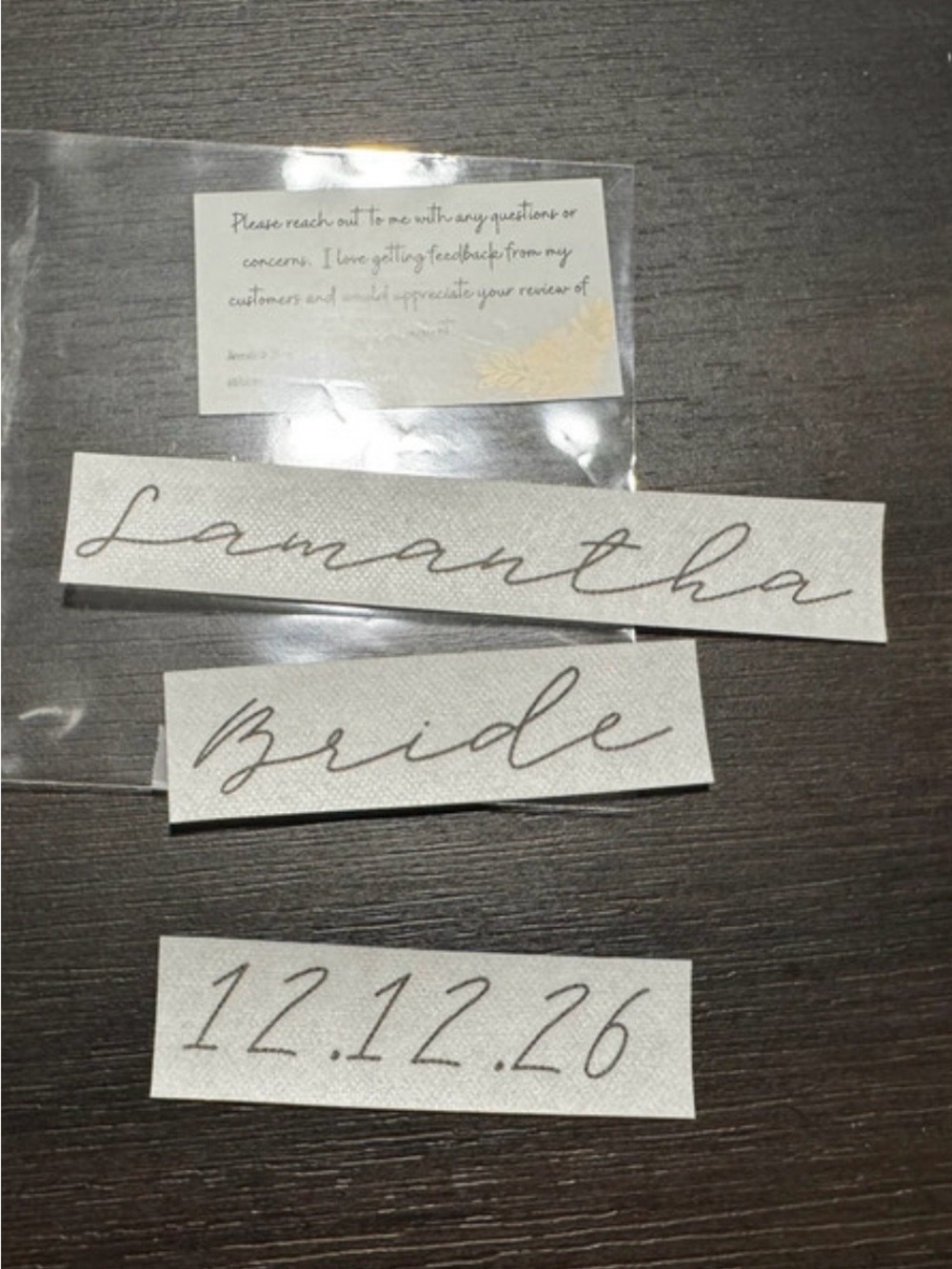 Custom White Calligraphy Name and Date